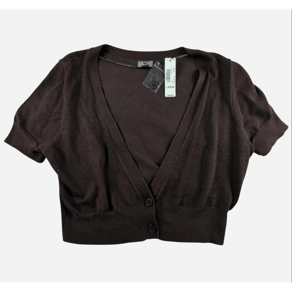 Worthington Women's‎ chocolate brown cardigan two button cotton blend Large nwt
